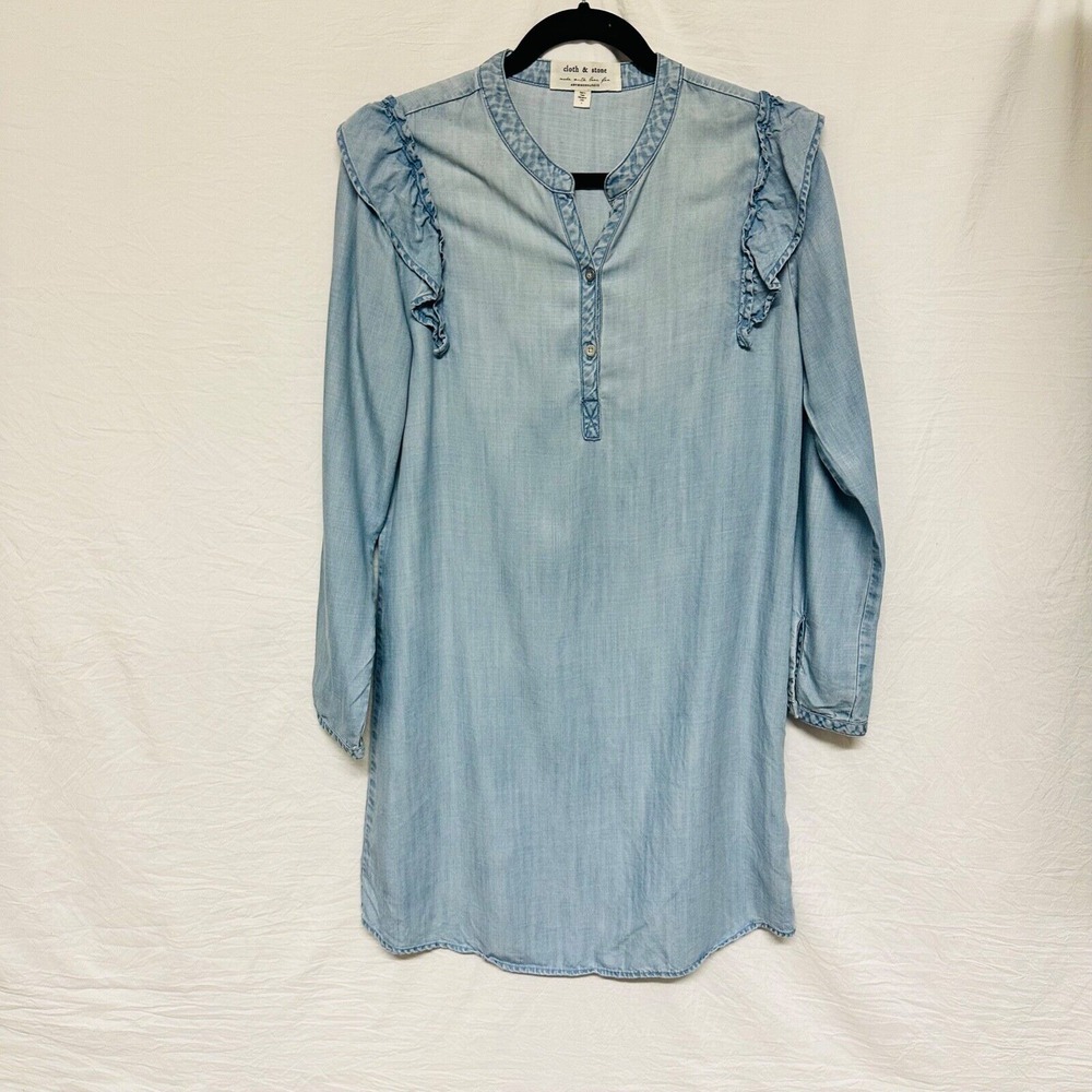 Anthropologie Cloth & Stone‎ Women's Tencel Lyocell Chambray Denim Dress Size S